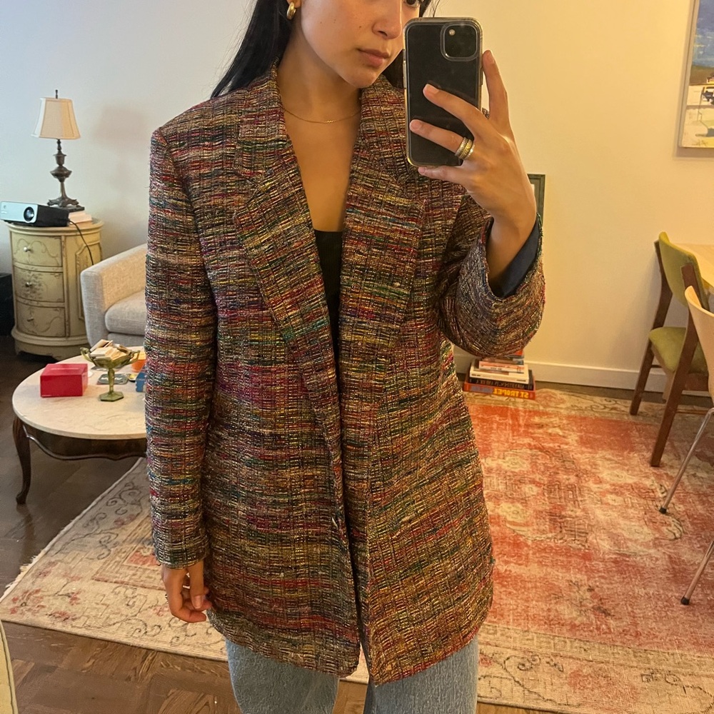Women's Multicolor Tweed Blazer